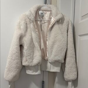 Jason Wu Cream Teddy Sherpa Bomber Jacket